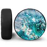 Blue Ocean Acid Melt Print Leather Spare Tire Cover