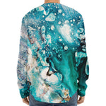 Blue Ocean Acid Melt Print Long Sleeve Baseball Jersey