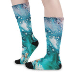 Blue Ocean Acid Melt Print Long Socks