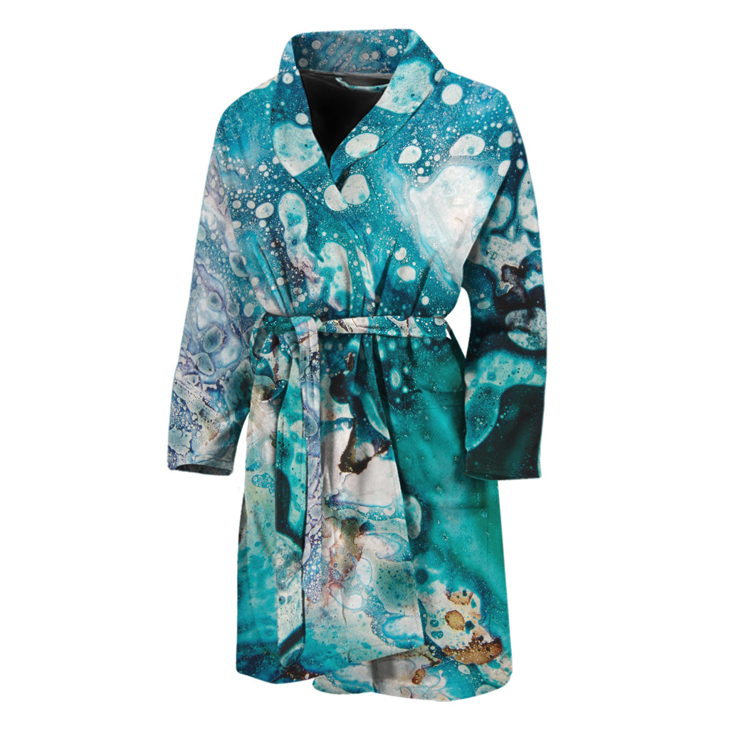 Blue Ocean Acid Melt Print Men's Bathrobe