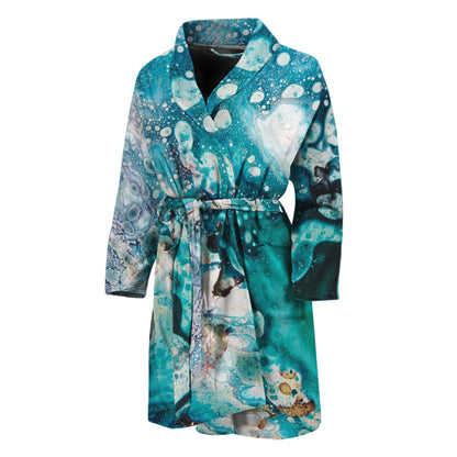 Blue Ocean Acid Melt Print Men's Bathrobe