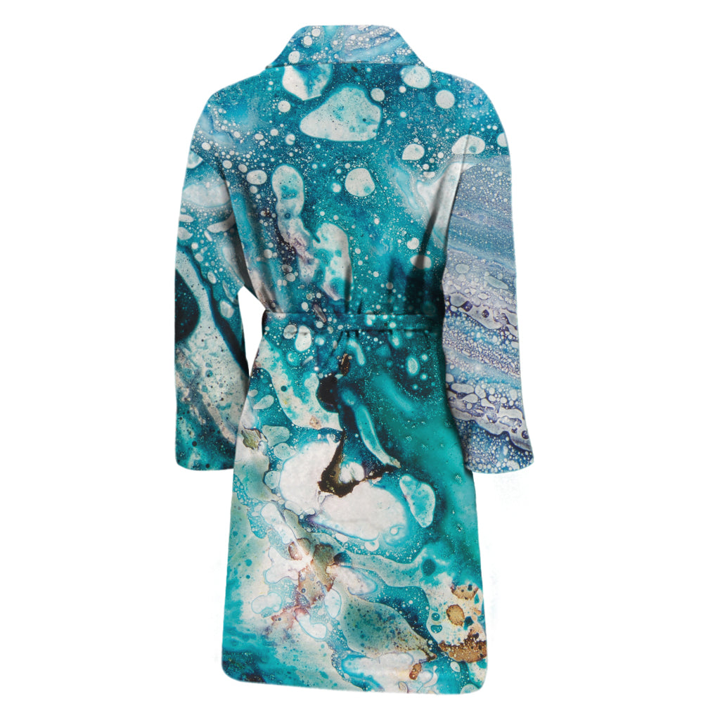 Blue Ocean Acid Melt Print Men's Bathrobe