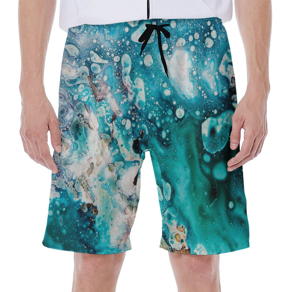 Blue Ocean Acid Melt Print Men's Beach Shorts