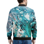 Blue Ocean Acid Melt Print Men's Bomber Jacket
