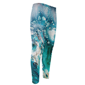 Blue Ocean Acid Melt Print Men's Compression Pants