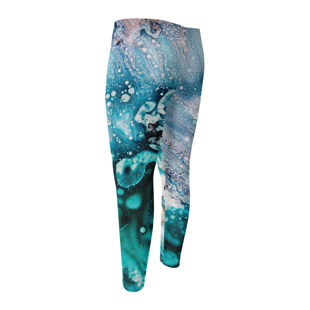 Blue Ocean Acid Melt Print Men's Compression Pants