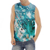 Blue Ocean Acid Melt Print Men's Fitness Tank Top