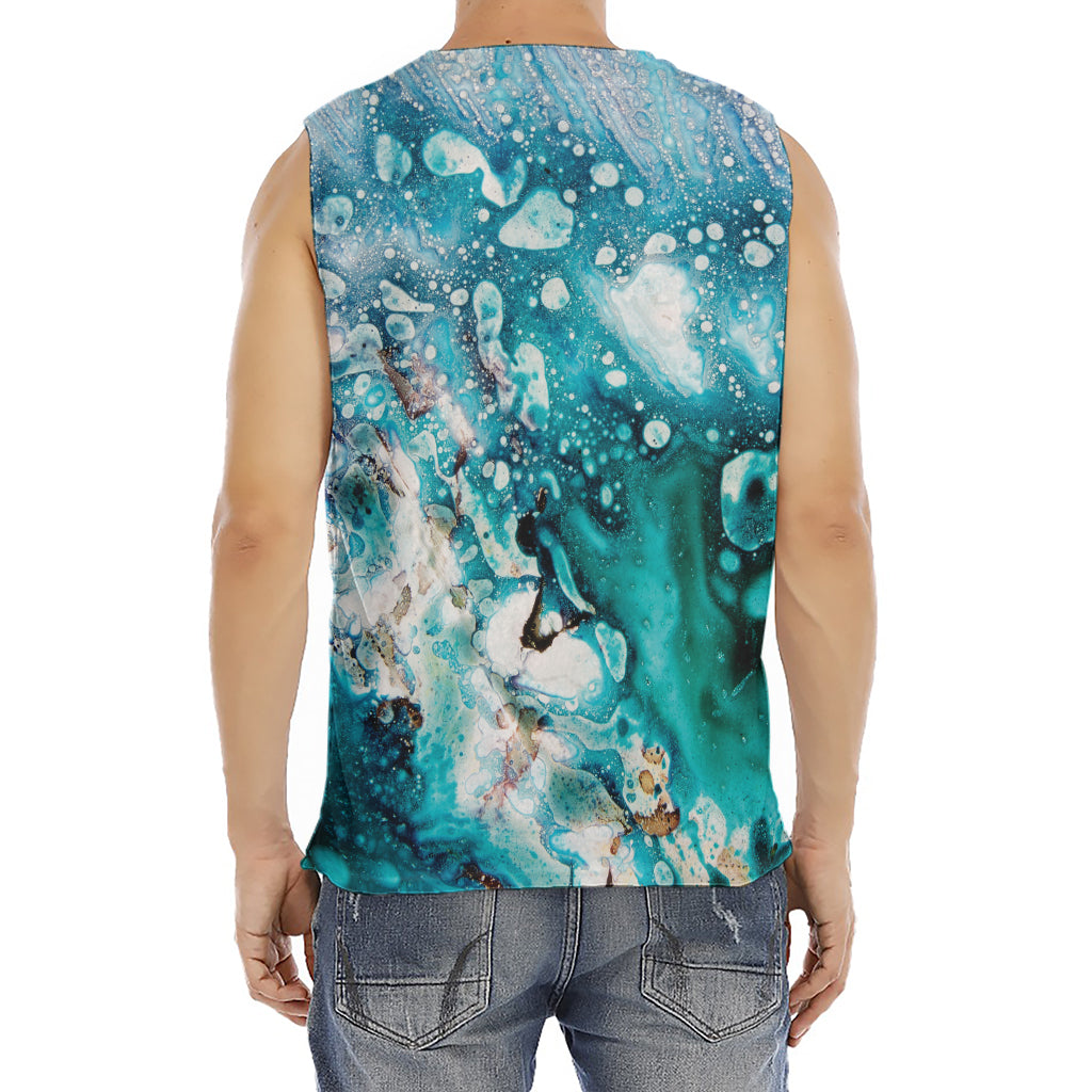 Blue Ocean Acid Melt Print Men's Fitness Tank Top