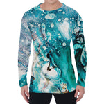 Blue Ocean Acid Melt Print Men's Long Sleeve T-Shirt