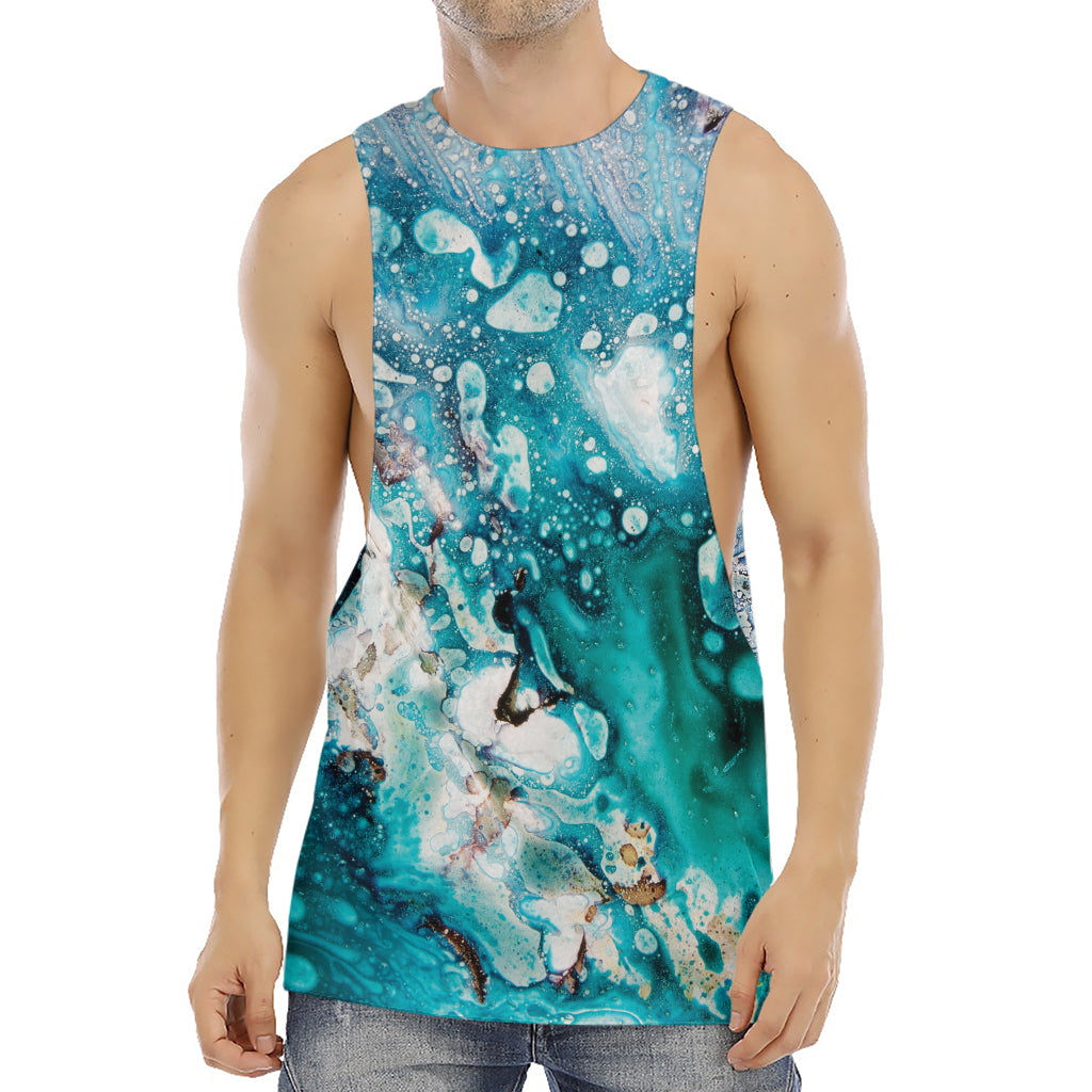 Blue Ocean Acid Melt Print Men's Muscle Tank Top