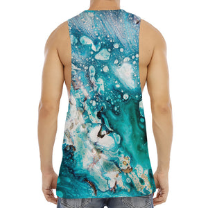 Blue Ocean Acid Melt Print Men's Muscle Tank Top