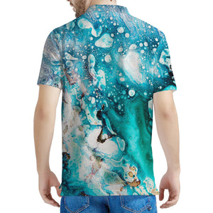 Blue Ocean Acid Melt Print Men's Polo Shirt