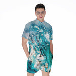 Blue Ocean Acid Melt Print Men's Rompers