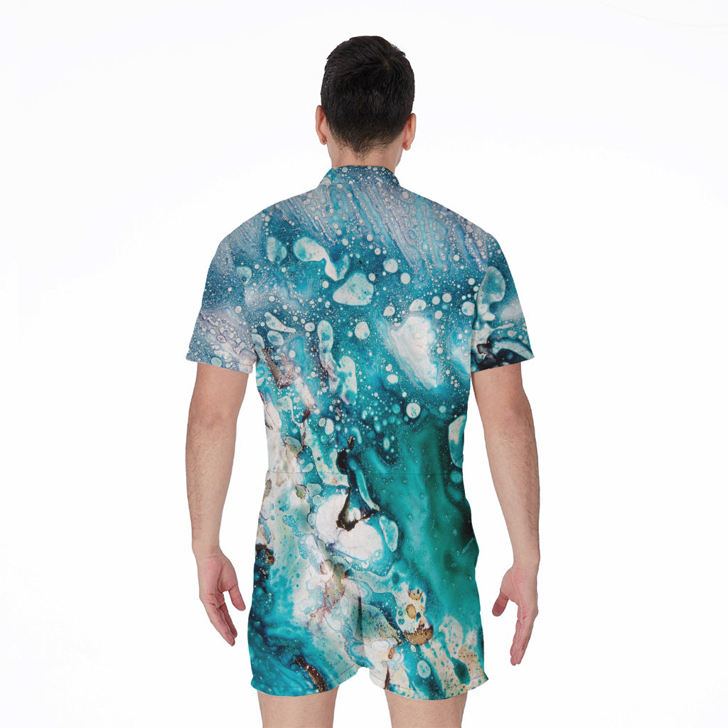 Blue Ocean Acid Melt Print Men's Rompers