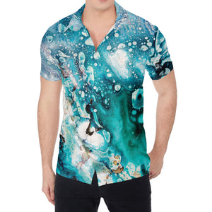 Blue Ocean Acid Melt Print Men's Shirt