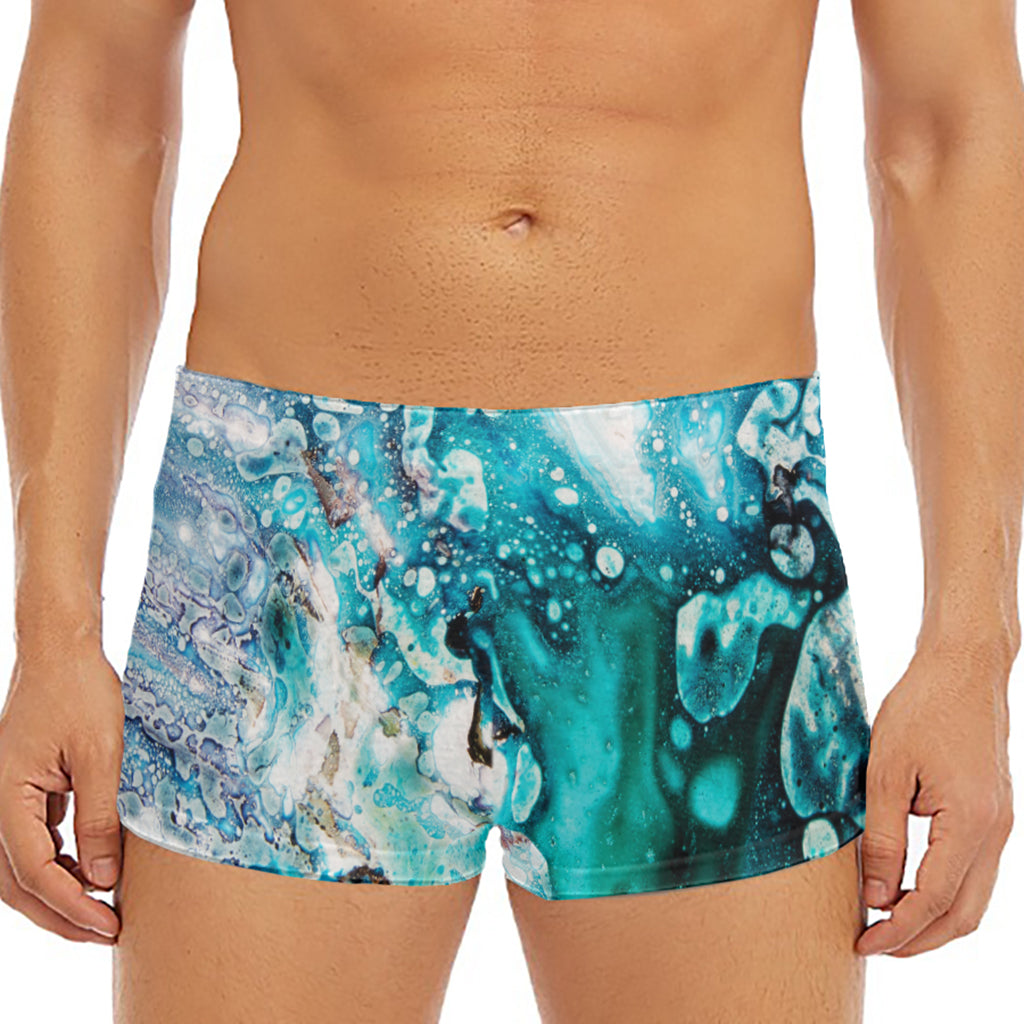 Blue Ocean Acid Melt Print Men's Short Boxer Briefs
