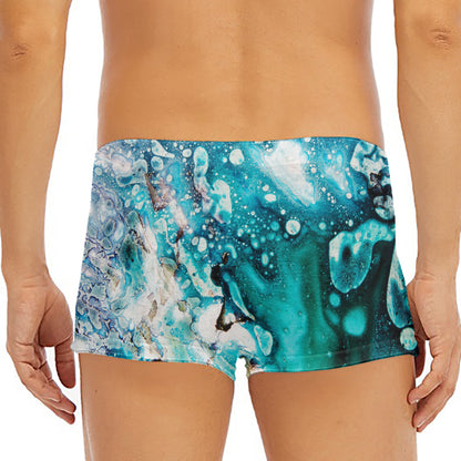 Blue Ocean Acid Melt Print Men's Short Boxer Briefs