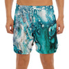 Blue Ocean Acid Melt Print Men's Split Running Shorts