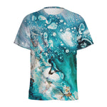 Blue Ocean Acid Melt Print Men's Sports T-Shirt