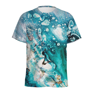 Blue Ocean Acid Melt Print Men's Sports T-Shirt