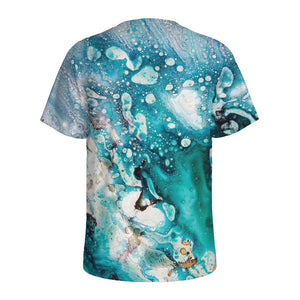 Blue Ocean Acid Melt Print Men's Sports T-Shirt