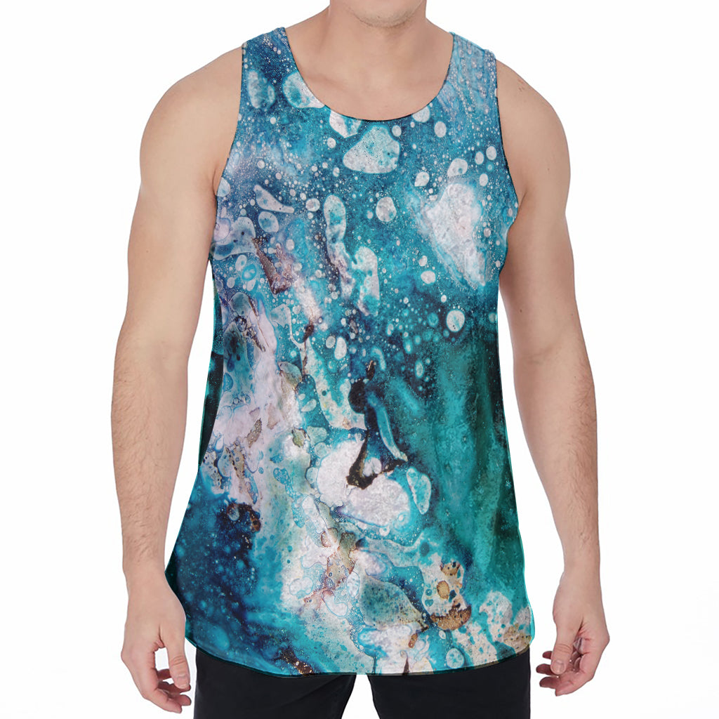 Blue Ocean Acid Melt Print Men's Velvet Tank Top