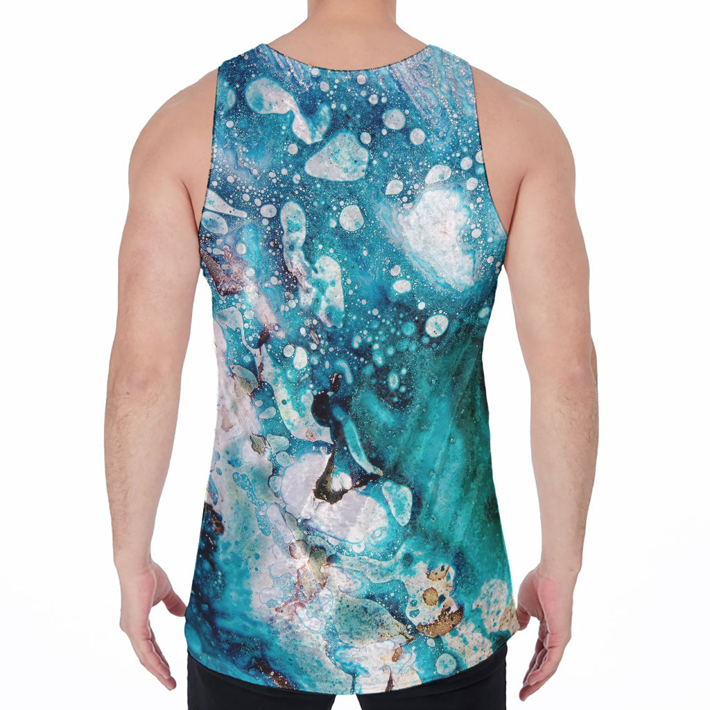 Blue Ocean Acid Melt Print Men's Velvet Tank Top