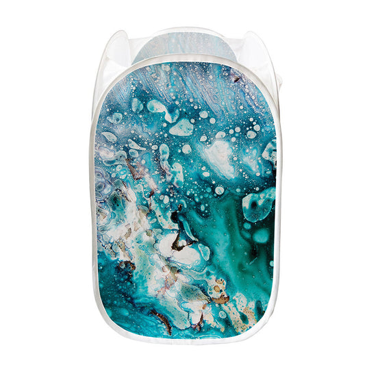 Blue Ocean Acid Melt Print Mesh Laundry Hamper