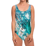 Blue Ocean Acid Melt Print One Piece Swimsuit