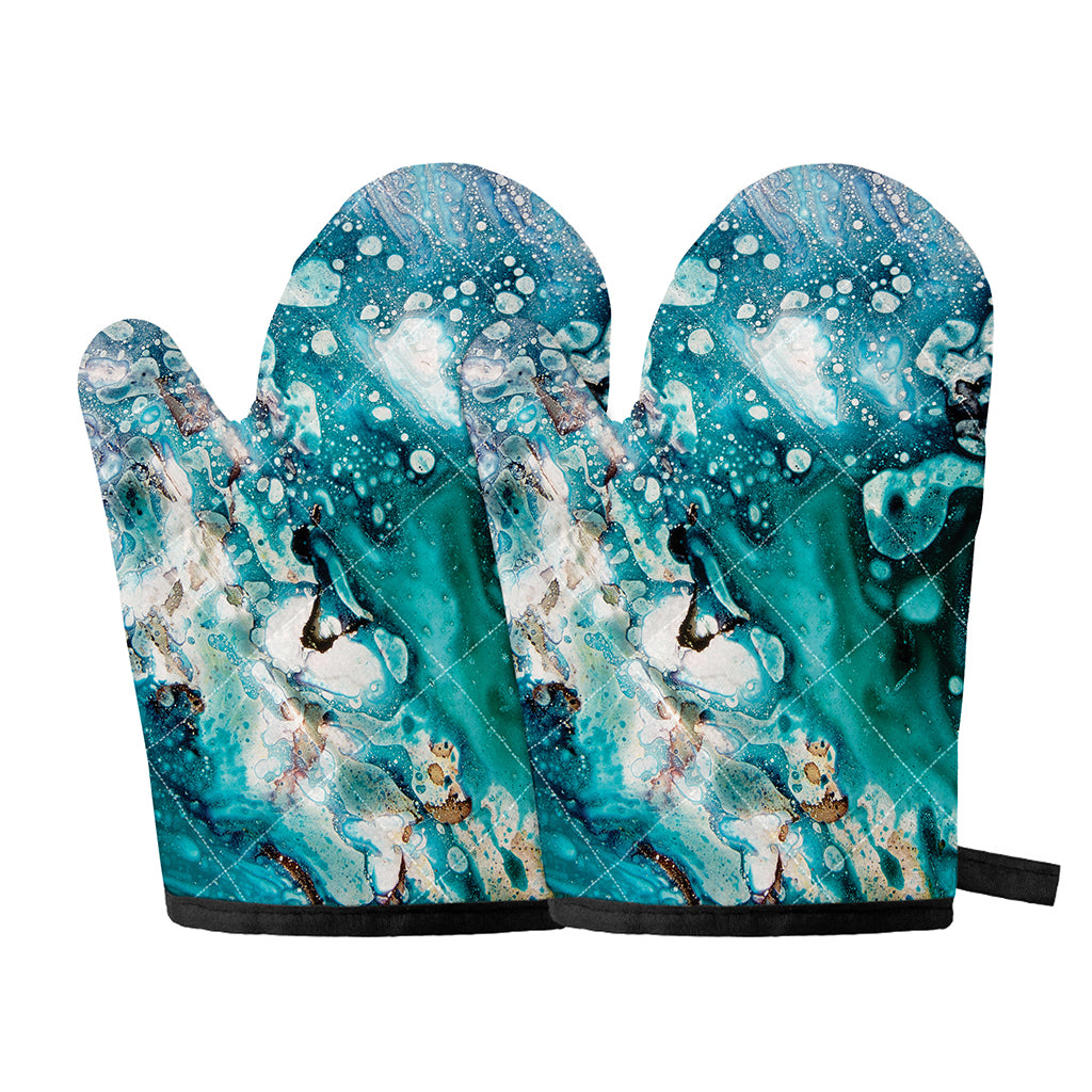 Blue Ocean Acid Melt Print Oven Mitts