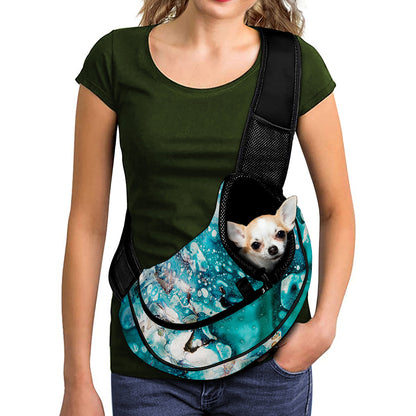 Blue Ocean Acid Melt Print Pet Sling Carrier