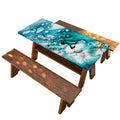 Blue Ocean Acid Melt Print Picnic Table Cover