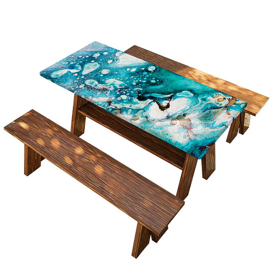 Blue Ocean Acid Melt Print Picnic Table Cover