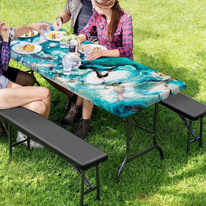 Blue Ocean Acid Melt Print Picnic Table Cover