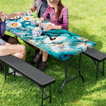 Blue Ocean Acid Melt Print Picnic Table Cover
