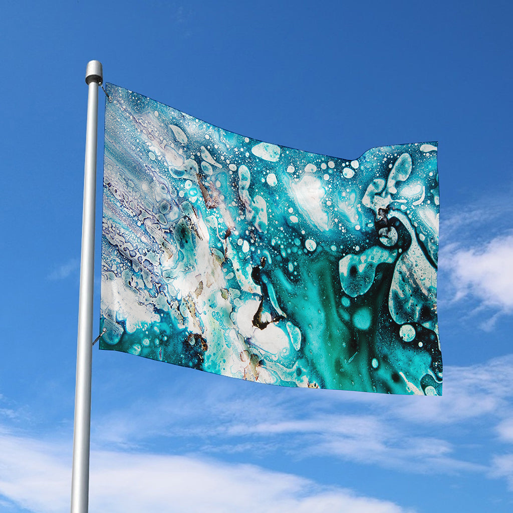 Blue Ocean Acid Melt Print Polyester Flag