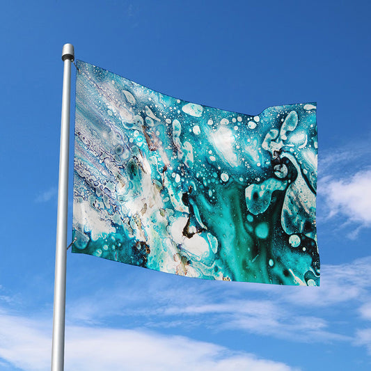 Blue Ocean Acid Melt Print Polyester Flag