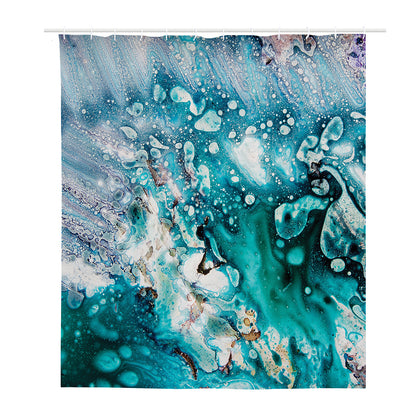 Blue Ocean Acid Melt Print Polyester Shower Curtain