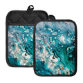 Blue Ocean Acid Melt Print Pot Holders With Pocket