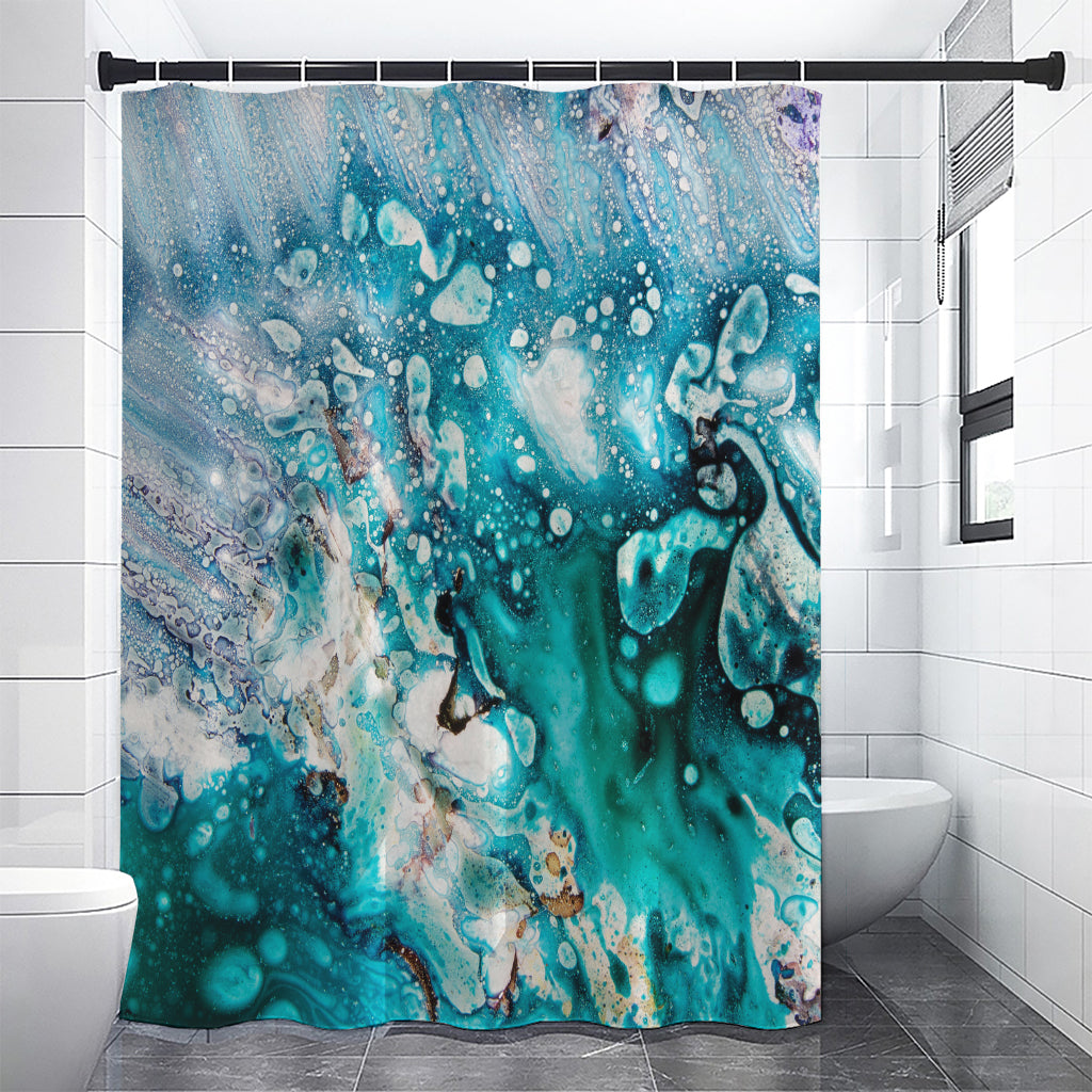 Blue Ocean Acid Melt Print Premium Shower Curtain