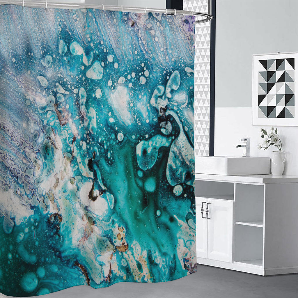 Blue Ocean Acid Melt Print Premium Shower Curtain