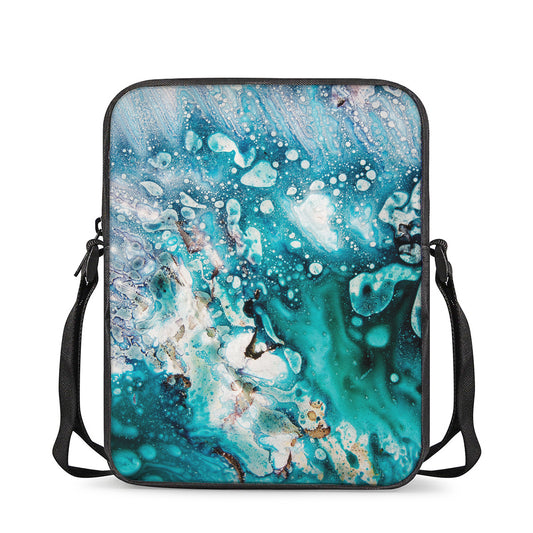 Blue Ocean Acid Melt Print Rectangular Crossbody Bag