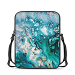 Blue Ocean Acid Melt Print Rectangular Crossbody Bag