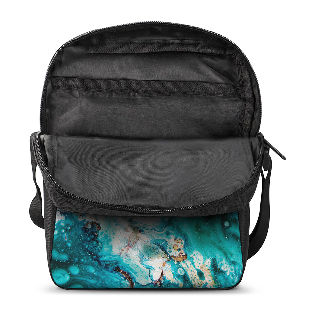 Blue Ocean Acid Melt Print Rectangular Crossbody Bag