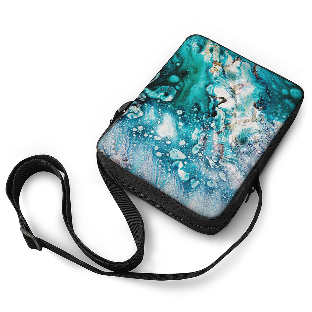 Blue Ocean Acid Melt Print Rectangular Crossbody Bag