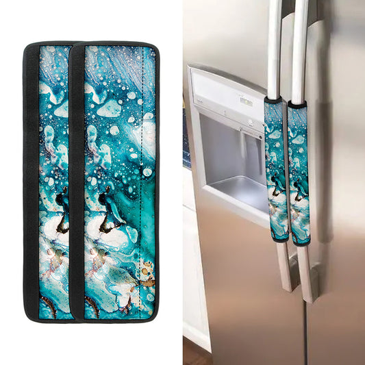 Blue Ocean Acid Melt Print Refrigerator Handle Covers
