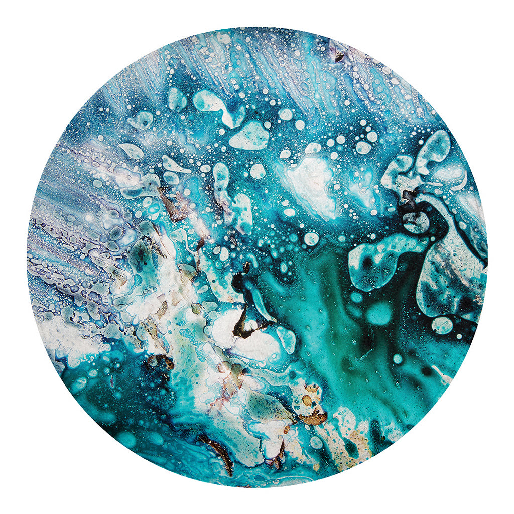 Blue Ocean Acid Melt Print Round Blanket