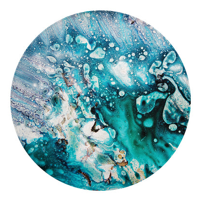 Blue Ocean Acid Melt Print Round Blanket