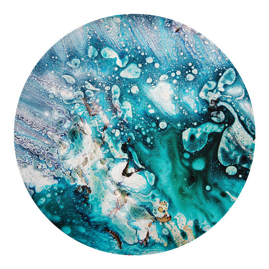 Blue Ocean Acid Melt Print Round Blanket