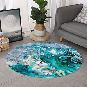 Blue Ocean Acid Melt Print Round Rug